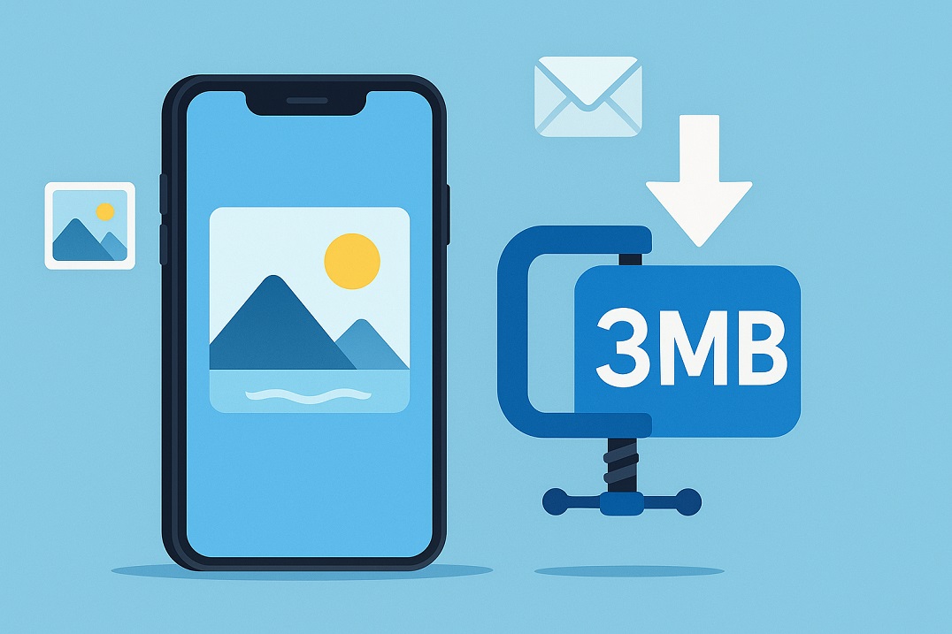 スマホの画面・圧縮アイコン・「3 MB」のラベル