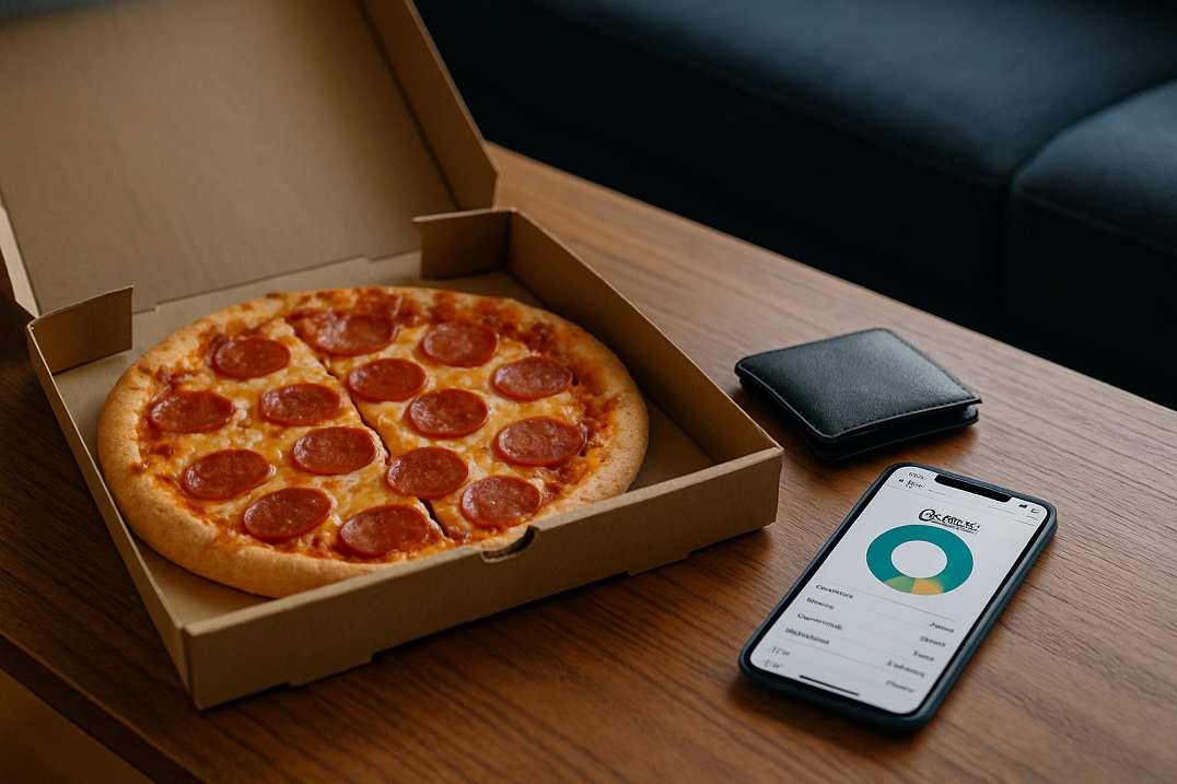 ピザ箱＋財布＋スマホ