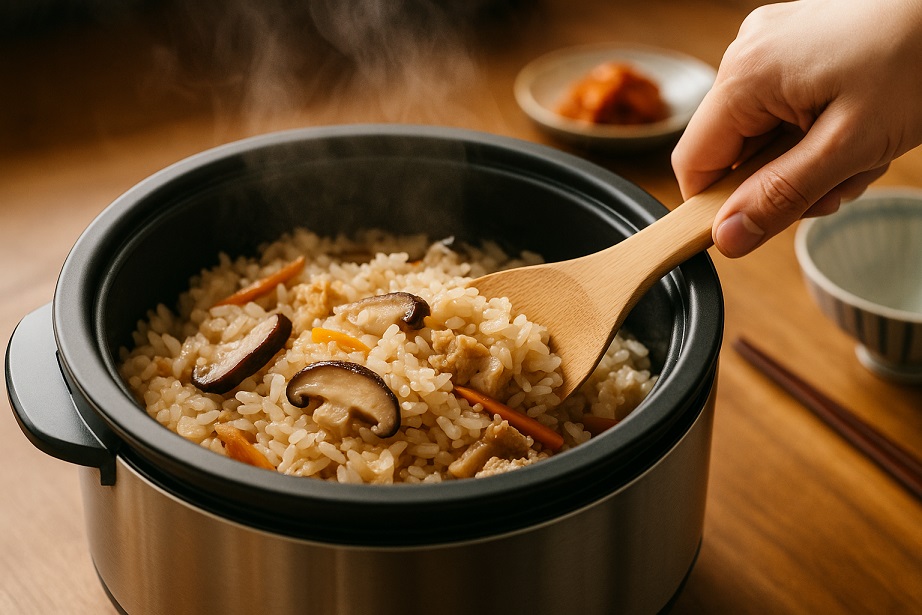 炊き込みご飯の湯気写真