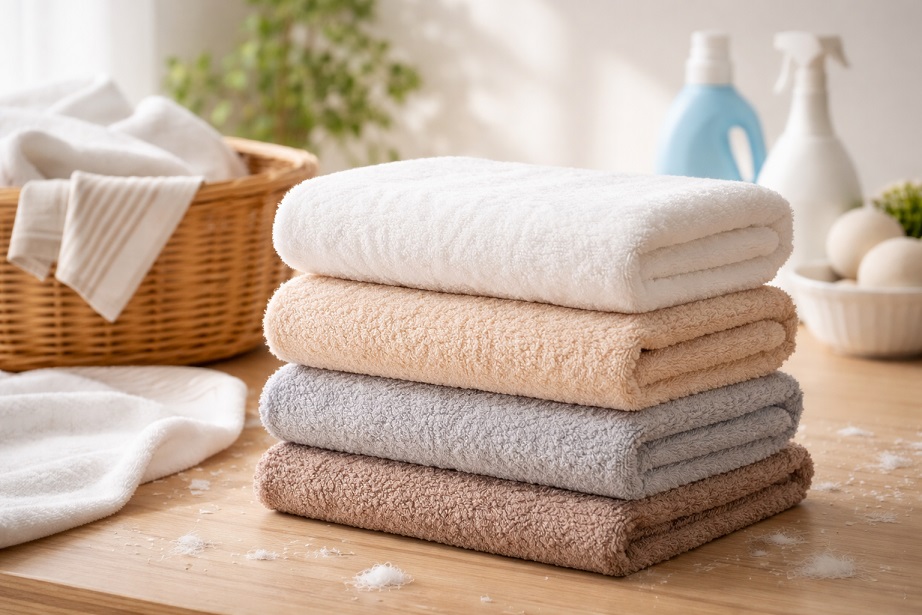 整理されたタオルの静かなひととき