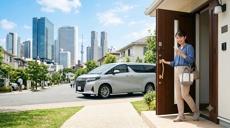 「自宅から目的地まで、自分を快適に運んでくれる」というサービスの本質を直感的に伝える画像